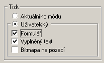 Tisk kompletnho formule i s vyplnnm na ist listy.